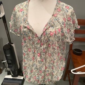 Ladies Zara Floral print Peasant Blouse XL